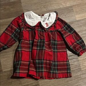 “A” Monogram Christmas Plaid Baby Dress